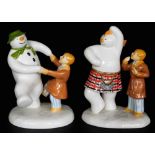 Two Coalport Characters porcelain The Snowman figures, comprising Dancing At The Party, and Highland