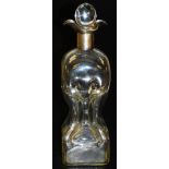 A George VI cut glass Haig London decanter with silver collar, of hour glass form with stopper, Birm