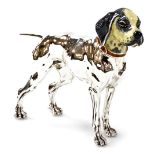 A Saturno silver and enamelled model of a Dalmatian, stamped 925, 12cm high.