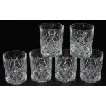 A Gleneagles crystal set of six cut glass whisky tumblers, boxed.