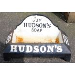 An early 20thC cast iron Hudson's Soap advertising dog bowl, 47cm wide.