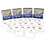 Five Statehood quarter dollars, the Morgan Mint, special edition, four sets, 2003, all boxed with ce