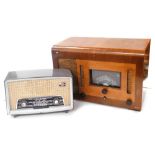 A mid century walnut cased valve radio, model 88, set 19302, together with a Pye model R31 radio, se