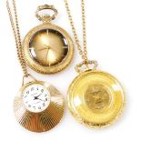 A Chancellor Deluxe plated pendant watch, on a neck chain, Gradus pocket watch, and a Slava pendant