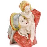 An early 20thC Goldscheider pottery figure group, bust portrait of a stylised Virgin Mary and child,