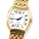 A Bedat and Company no. 3 lady's 18ct gold cased wristwatch, the compressed oblong silvered dial, be