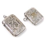 An Edward VII silver Vesta case, bright cut engraved with flowers and leaves, dated 23rd March 1905,