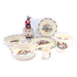 A group of Royal Doulton Bunnykins, comprising two baby bowls, mug, tea and breakfast plates, and an