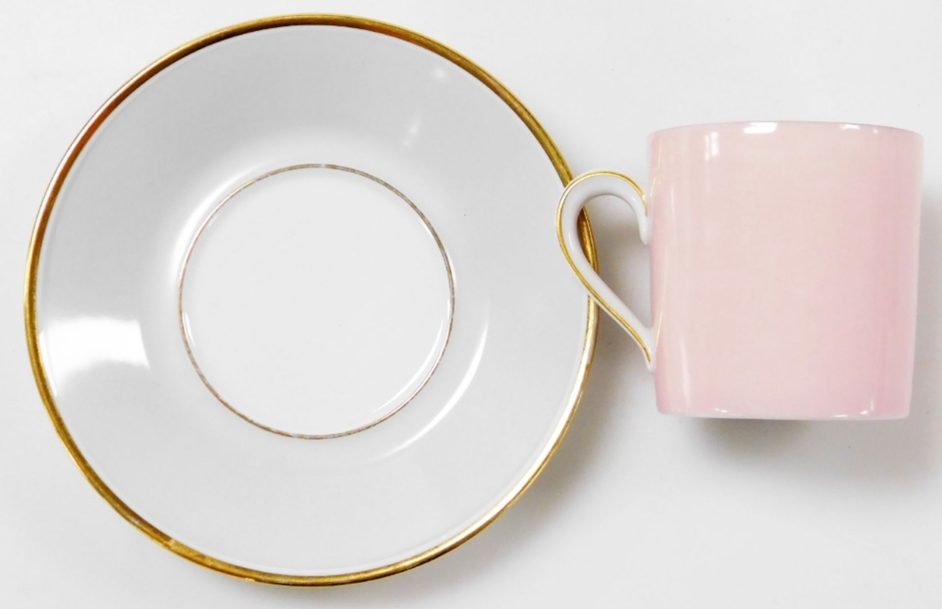 A group of porcelain, comprising three Furstenberg coffee cans, with two saucers, varying colours wi - Image 4 of 8