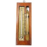 A late 19thC American Howard's unequalled barometer, or storm glass and thermometer combined, mahoga