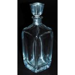 A late 20thC Strombergshyttan cut glass decanter and stopper, of tapering square form, etched mark,