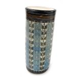 A late 20thC Ambleside pottery vase, of cylindrical form, decorated with grey and blue vertical band