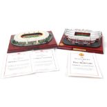An official Manchester United replica of Old Trafford Stadium, with certificate, together with an of