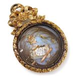 A Georgian hair locket memorial, decorated with a classical urn and plaque, 'No Time Thy Dear Rememb