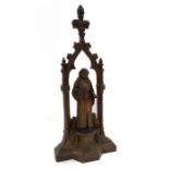 A late 19thC Continental cast iron doorstop, of Gothic form cast with a monk, 51cm high.