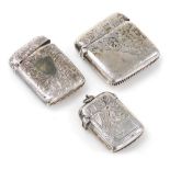 Three silver Vesta cases, each bright cut engraved, comprising Birmingham 1902, Birmingham 1904, and