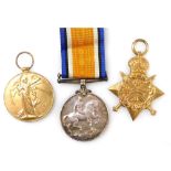 Three World War One medals, named to Pte FBA Hodges, RAMC, 120, comprising 1914 Star, Great War and