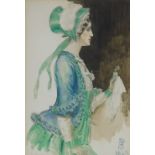 Percy Anderson (1851-1928). Study of a theatrical costume design, watercolour, initialled, 24.5cm x