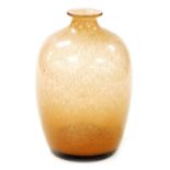 A 20thC Plus Norway Art Glass vase, of cylindrical tapering form with flared neck, in mottled brown,