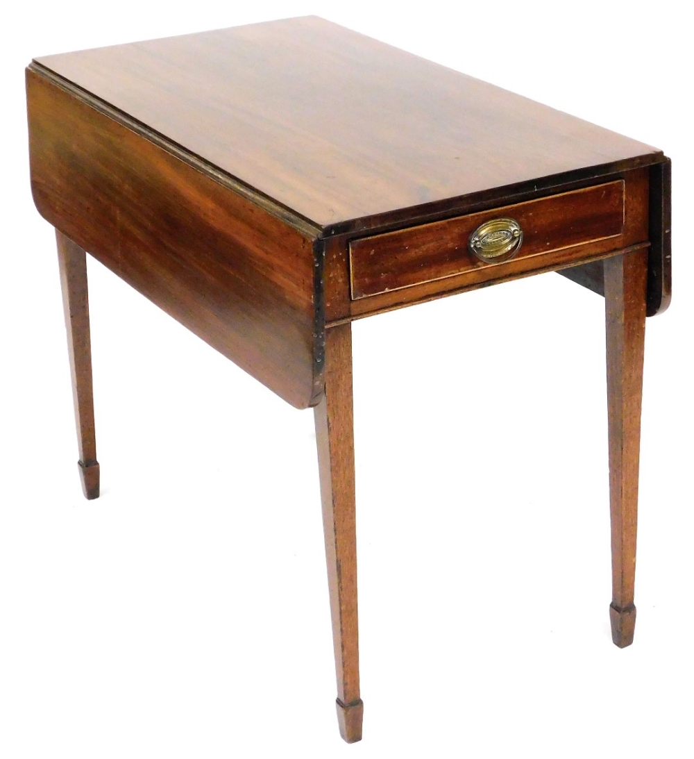 A George III mahogany Pembroke table, with single frieze drawer, raised on tapering square legs and