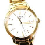A Rotary Dolphin standard gentleman's gold plated wristwatch, circular dial with centre seconds, dat