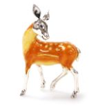 A Saturno silver and enamelled model of a deer, in standing position, marked 925, 7cm high.