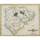 A J Cary engraved map of Rutlandshire, hand coloured, published 1787, 22cm x 27cm.