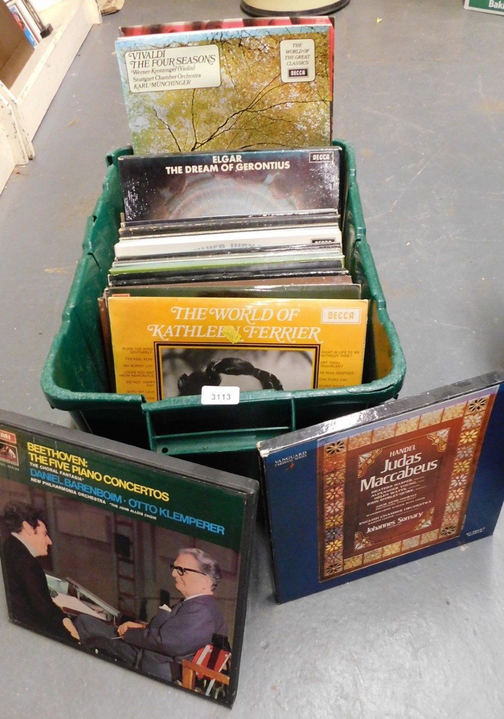 Various LP records, to include classical and piano concerto records, Pablo Casals, Bach, etc. (1 box