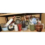 General household effects, to include a George VI Coronation mug, glass jelly mould, copper and bras