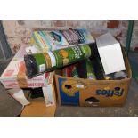 A Green Fingers five litre pressure sprayer, multi angled guillotine, various rolls of weed control