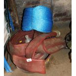 A Lay Flat hose, together with a quantity of polypropylene rope.