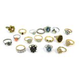 A group of dress rings, comprising paste stone set dress rings, plated wares, silver plated dress ri