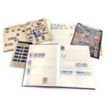 Philately. Three stamp albums and loose, including the penny black personalisation stamp, German pos