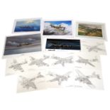 A group of aviation posters, comprising World War II British Bombers, a set of eight prints publishe