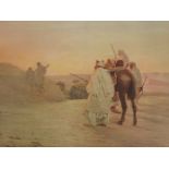 After Otto Pilney (20thC School). Arabian scene with figures on camel, signed and dated 1904,