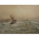 PH Beck (20thC School). Fishing boat in rough seas, watercolour, signed, 18cm x 26cm, framed and gla