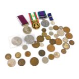 Coins and medals, comprising a Regular Army Long Service and Good Conduct medal, a South Korea repli