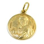 A Padre-Pio Da religious pendant, the loop bearing markings but rubbed, believed to be 9ct gold, 4.8