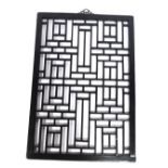 A Chinese ebonised hanging panel, of pierced open work design, 78cm x 53cm.