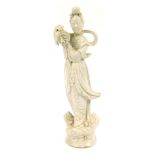 A reproduction Blanc de Chein figure, of an Asian female, holding baskets of flowers, 23cm high. (AF