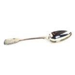 A Victorian silver fiddle pattern serving spoons, bearing the initial D but rubbed, London 1848, 2.3