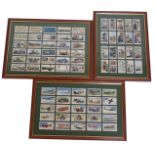 Three frames of Wills cigarette cards, comprising the Wills Cigarette Cards for Locomotives, 29cm x