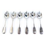 A set of six Victorian silver fiddle pattern teaspoons, each bearing the initial K, London 1893, 3.9