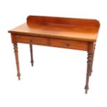 A Victorian walnut side table, with two frieze drawers, raised on turned legs, 87cm high, 108cm wide