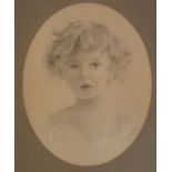 21stC School. Print of a child, in oval frame, 34cm x 25cm, framed and glazed.