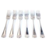 A set of six George V silver Old English pattern dessert forks, makers mark JR, Sheffield 1917, 10.6