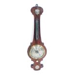 A 19thC wheel barometer, in a rosewood case by G. Boss of London, with silvered thermometer and leve