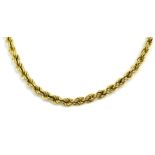 A rope twist neck chain, with 9ct gold clasp, on plated chain, 50cm long.