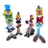 Four Murano Glass clowns, 33cm, 38cm, 32cm and 27cm high. (4)