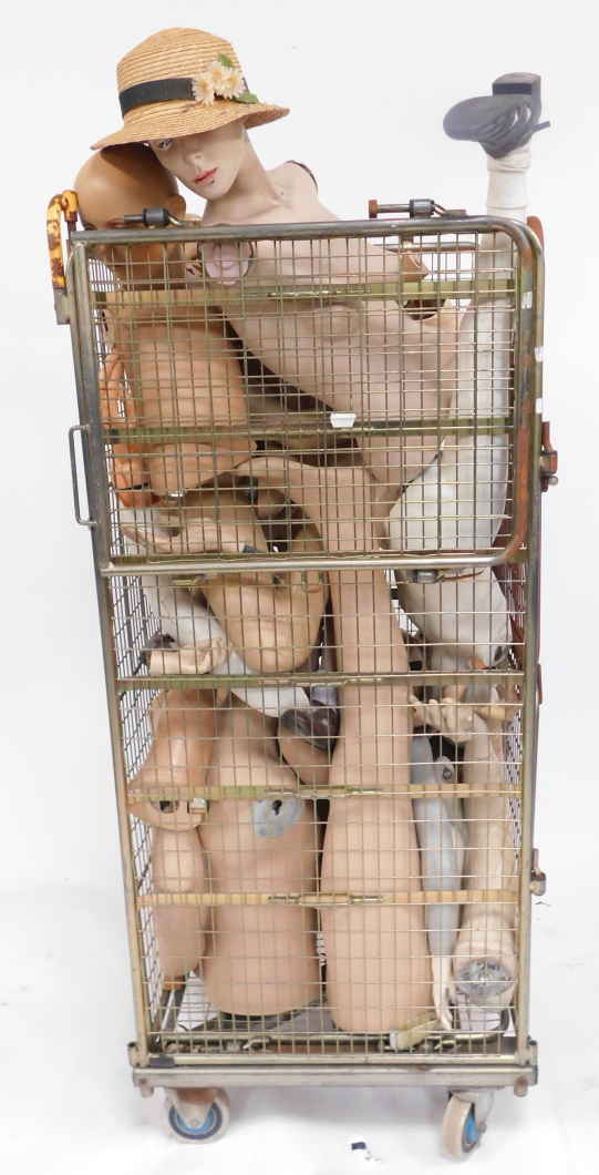 A quantity of mannequin parts, comprising two torsos, heads, legs, arms, feet, etc. (1 cage) - Image 2 of 2